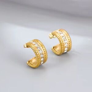 (A.1) 18k gold plated Elegant Gold and CZ Earrings